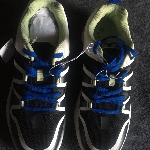 Other - Black Mesh Athletic Sneakers with Blue Laces and Lime Interior